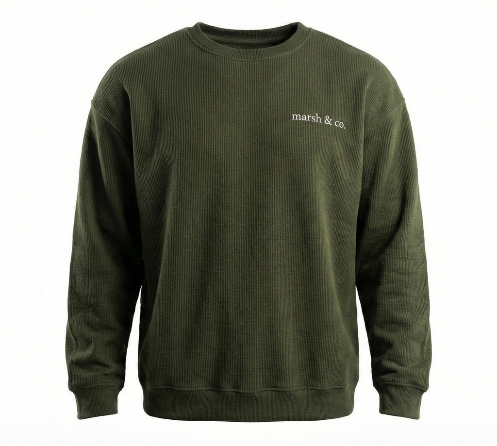 Oversized Cropped Knit Sweatshirt : Olive Green