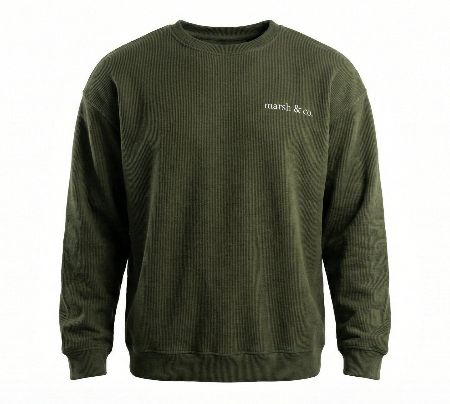 Oversized Cropped Knit Sweatshirt : Olive Green