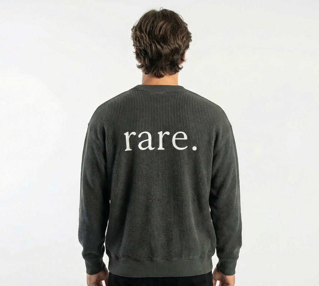 Oversized Cropped Knit Sweatshirt : Grey