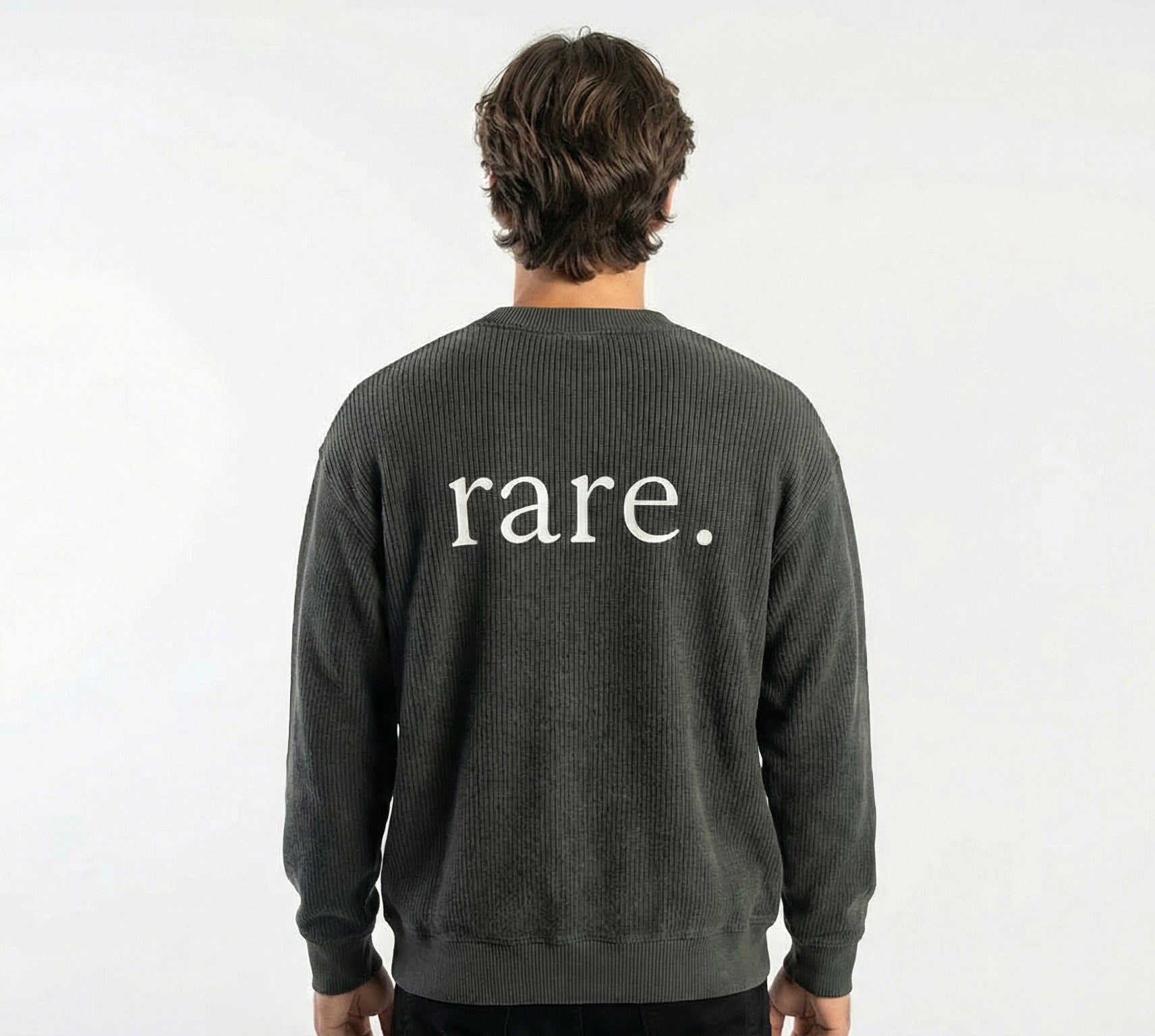 Oversized Cropped Knit Sweatshirt : Grey