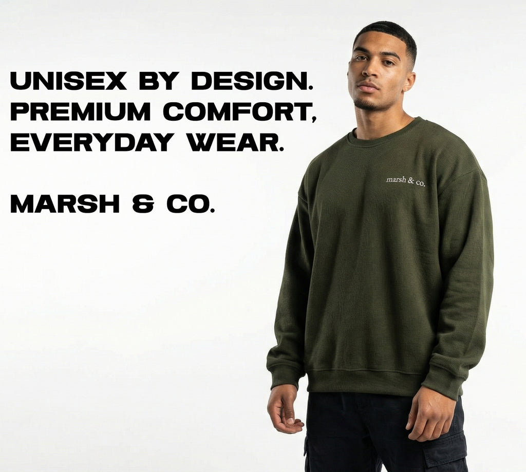 Oversized Cropped Knit Sweatshirt : Olive Green